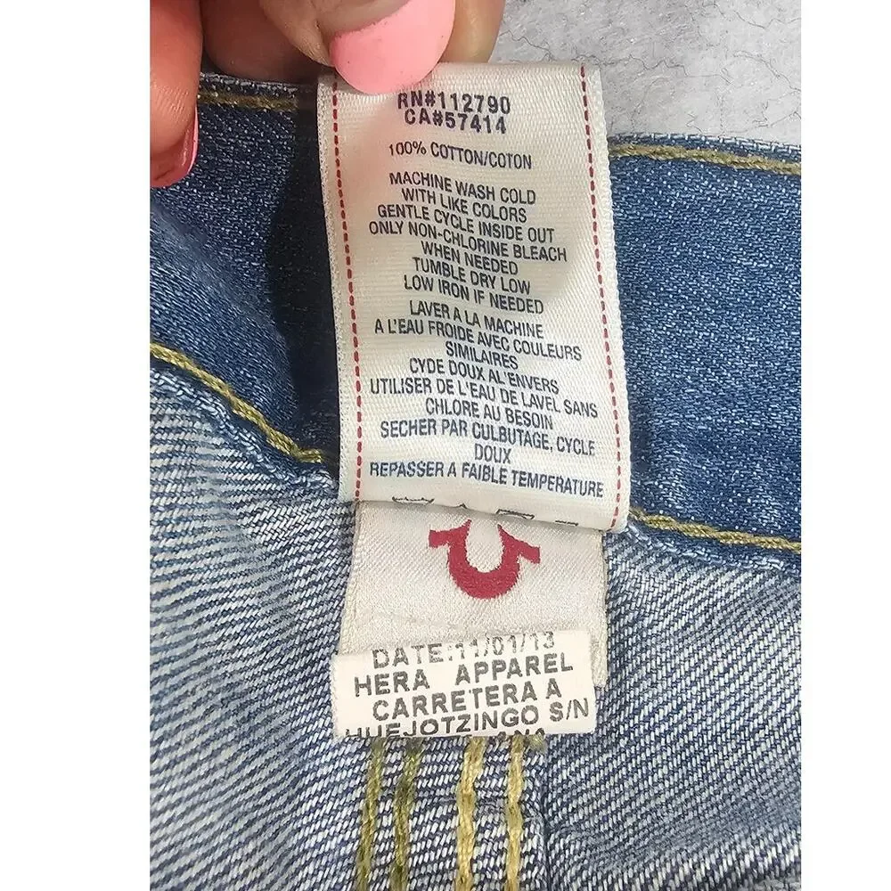 True Religion Ricky Straight WFLP GT Green Combo Mens Jeans Size 34